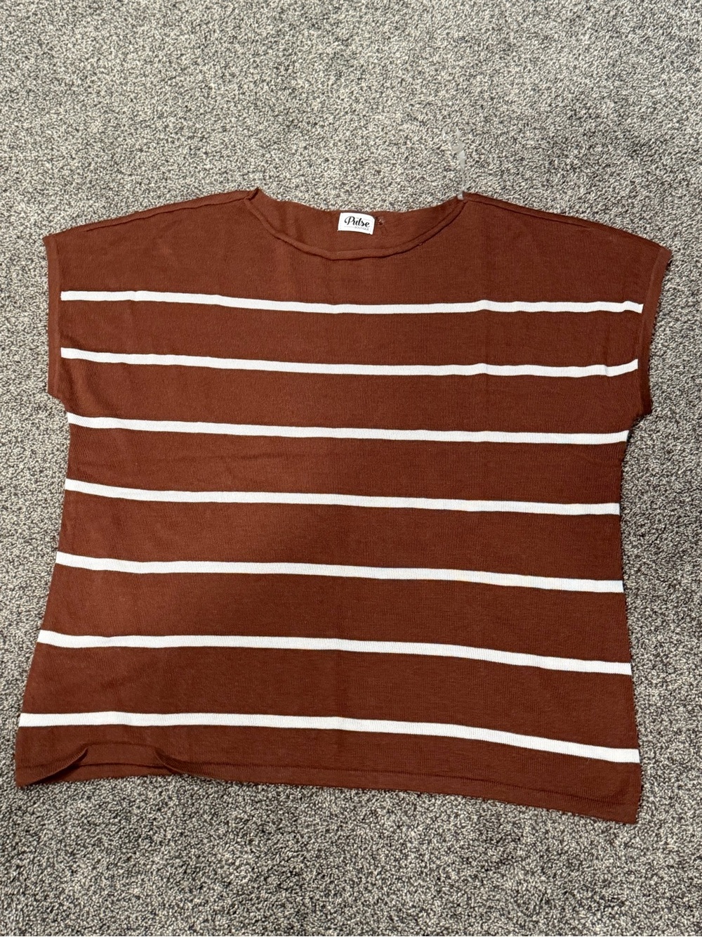 Pulse Brand Brown and White Striped Knit Top size XL